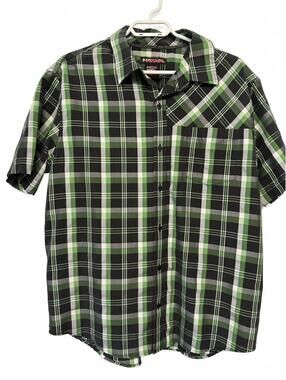 Tony Hawk Green and Black Plaid Short Sleeve Shirt XL